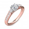 FlyerFit® 18K Pink Gold Shank And White Gold Top Three Stone Engagement Ring