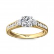 FlyerFit® 18K Yellow Gold Shank And White Gold Top Three Stone Engagement Ring