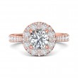 FlyerFit® 18K Pink Gold Micropave Halo Engagement Ring