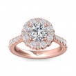 FlyerFit® 18K Pink Gold Micropave Halo Engagement Ring