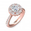 FlyerFit® 18K Pink Gold Micropave Halo Engagement Ring