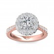 FlyerFit® 18K Pink Gold Shank And White Gold Top Micropave Halo Engagement Ring