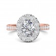 FlyerFit® 18K Pink Gold Shank And White Gold Top Micropave Halo Engagement Ring