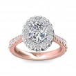 FlyerFit® 18K Pink Gold Shank And White Gold Top Micropave Halo Engagement Ring