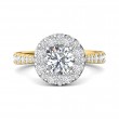 FlyerFit® 18K Yellow Gold Shank And White Gold Top Micropave Halo Engagement Ring