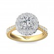 FlyerFit® 18K Yellow Gold Shank And White Gold Top Micropave Halo Engagement Ring