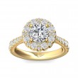 FlyerFit® 18K Yellow Gold Micropave Halo Engagement Ring