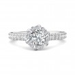 FlyerFit® 18K White Gold Micropave Halo Engagement Ring