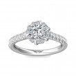 FlyerFit® 18K White Gold Micropave Halo Engagement Ring