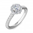 FlyerFit® 18K White Gold Micropave Halo Engagement Ring