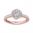 FlyerFit® 18K Pink Gold Micropave Halo Engagement Ring