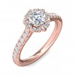 FlyerFit® 18K Pink Gold Micropave Halo Engagement Ring