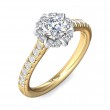 FlyerFit® 14K Yellow and 14K White Gold Micropave Halo Engagement Ring