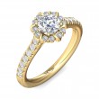 FlyerFit® 18K Yellow Gold Micropave Halo Engagement Ring