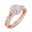 FlyerFit® 18K Pink Gold Split Shank Engagement Ring