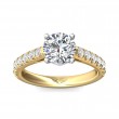 FlyerFit® 18K Yellow Gold Shank And White Gold Top Micropave Engagement Ring