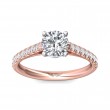 FlyerFit® 18K Pink Gold Shank And White Gold Top Micropave Engagement Ring