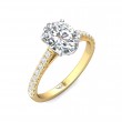 FlyerFit® 18K Yellow Gold Shank And White Gold Top Micropave Engagement Ring