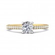 FlyerFit® 18K Yellow Gold Shank And White Gold Top Micropave Engagement Ring