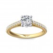 FlyerFit® 18K Yellow Gold Shank And White Gold Top Micropave Engagement Ring