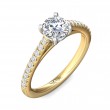 FlyerFit® 18K Yellow Gold Shank And White Gold Top Micropave Engagement Ring