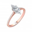 FlyerFit® 18K Pink Gold Shank And White Gold Top Micropave Engagement Ring