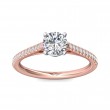 FlyerFit® 18K Pink Gold Shank And White Gold Top Micropave Engagement Ring