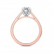 FlyerFit® 14K Pink Gold Shank And White Gold Top Micropave Engagement Ring