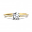 FlyerFit® 18K Yellow Gold Shank And White Gold Top Micropave Engagement Ring