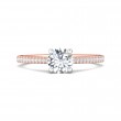 FlyerFit® 18K Pink Gold Shank And White Gold Top Micropave Engagement Ring