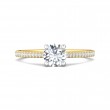 FlyerFit® 18K Yellow Gold Shank And White Gold Top Micropave Engagement Ring