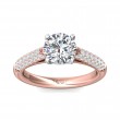 FlyerFit® 14K Pink Gold Shank And White Gold Top Micropave Engagement Ring