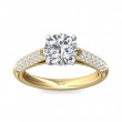 FlyerFit® 18K Yellow Gold Shank And White Gold Top Micropave Engagement Ring