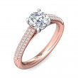 FlyerFit® 18K Pink Gold Shank And White Gold Top Micropave Engagement Ring