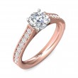 FlyerFit® 14K Pink Gold Shank And White Gold Top Micropave Engagement Ring