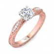 FlyerFit® 18K Pink Gold Shank And White Gold Top Vintage Engagement Ring