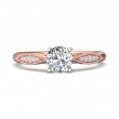 FlyerFit® 18K Pink Gold Shank And White Gold Top Micropave Engagement Ring