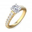 FlyerFit® 18K Yellow Gold Shank And White Gold Top Micropave Engagement Ring