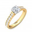 FlyerFit® 18K Yellow Gold Shank And White Gold Top Micropave Engagement Ring