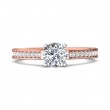 FlyerFit® 14K Pink Gold Shank And White Gold Top Micropave Engagement Ring