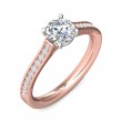 FlyerFit® 14K Pink Gold Shank And White Gold Top Micropave Engagement Ring