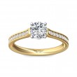 FlyerFit® 18K Yellow Gold Shank And White Gold Top Micropave Engagement Ring