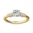 FlyerFit® 18K Yellow Gold Shank And White Gold Top Channel and Shared Prong Engagement Ring