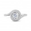 FlyerFit® 18K White Gold Micropave Halo Engagement Ring