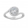 FlyerFit® 18K White Gold Micropave Halo Engagement Ring