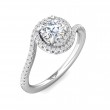 FlyerFit® 18K White Gold Micropave Halo Engagement Ring