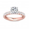 FlyerFit® 14K Pink Gold Shank And White Gold Top Micropave Engagement Ring