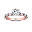 FlyerFit® 18K Pink Gold Shank And White Gold Top Micropave Engagement Ring