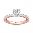 FlyerFit® 18K Pink Gold Shank And White Gold Top Micropave Engagement Ring