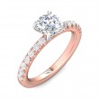 FlyerFit® 18K Pink Gold Shank And White Gold Top Micropave Engagement Ring